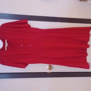 Elegant Red Button-Front Dress